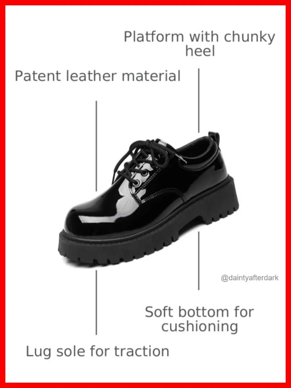 Men's Chunky Platform Oxfords Patent Leather Lace Up Dress Shoes